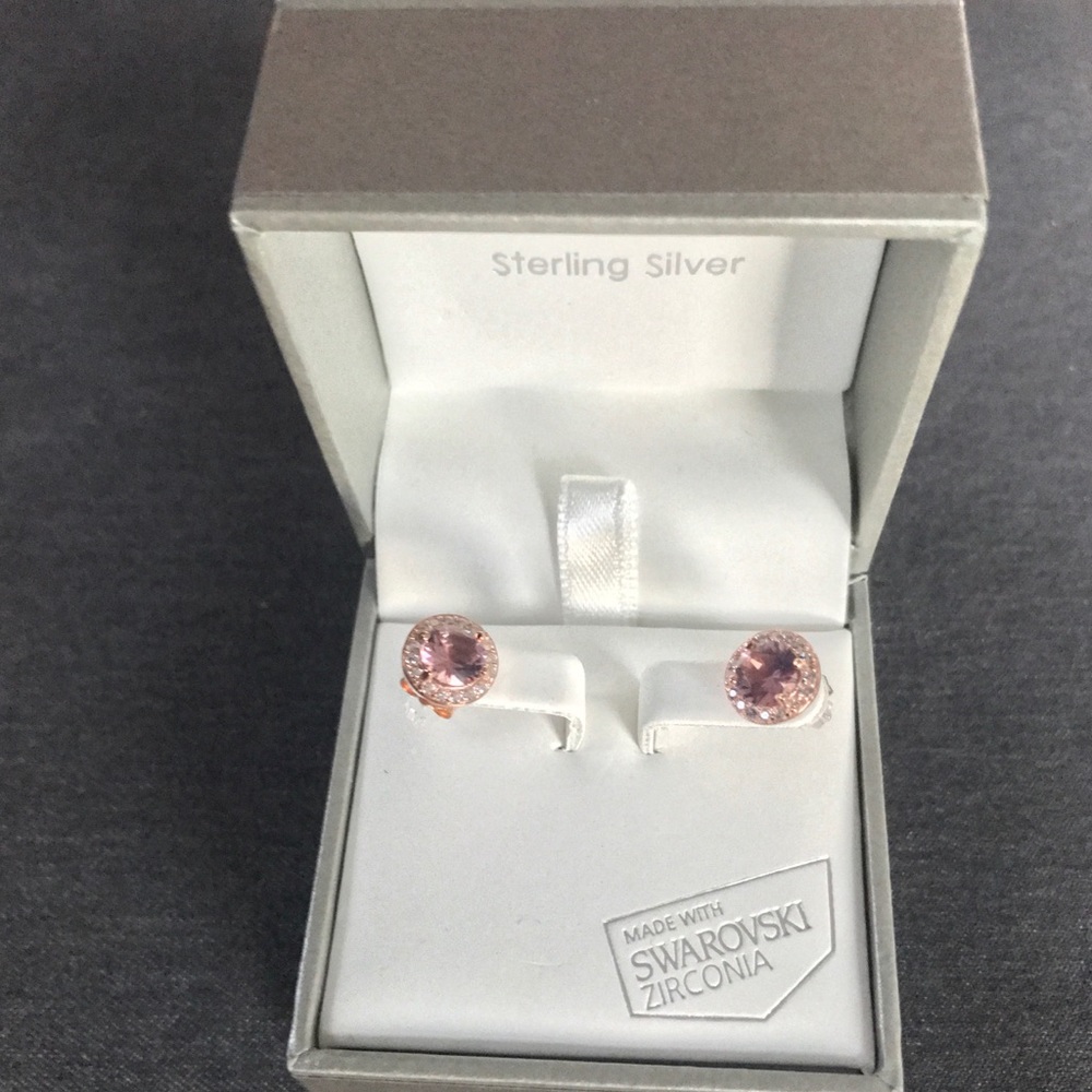 SOLD Sterling silver & Swarovski zirconia earrings - Picture 2 of 4